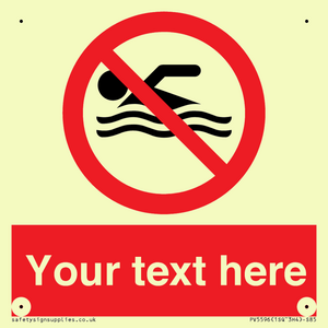 Custom No swimming prohibition Sign